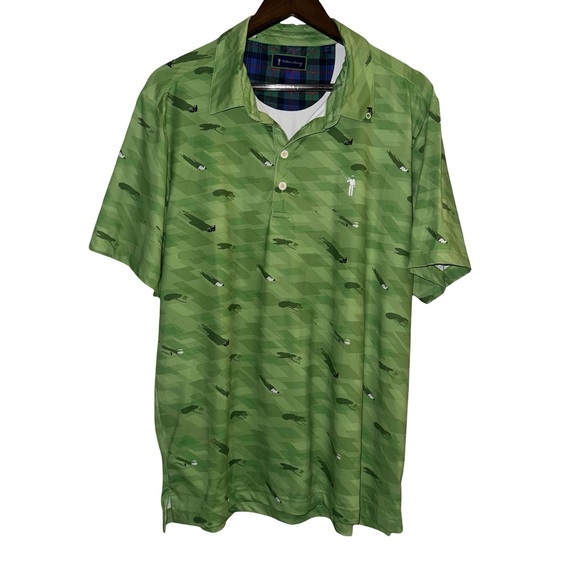William Murray Golf Polo Shirt Mens Large Green Shadow Golf Course Print - Picture 2 of 5
